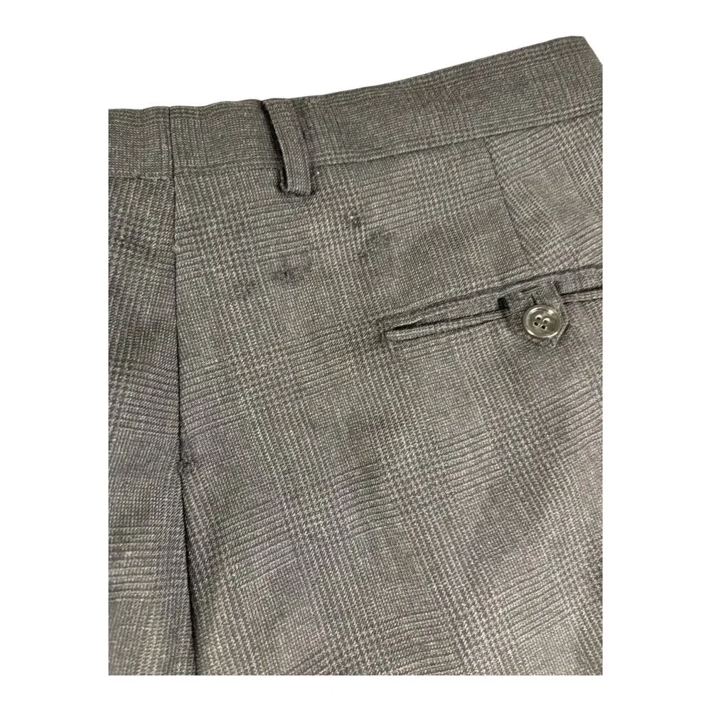 Jones New York Men's Dark Grey Glen‎ Plaid Wool Cashmere 2 Piece Suit Tailored